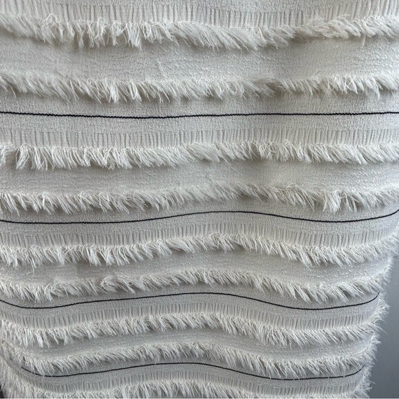 Maeve by Anthropologie Quinn fringe tank Size 14 White Pinstripes Summer - Picture 6 of 10
